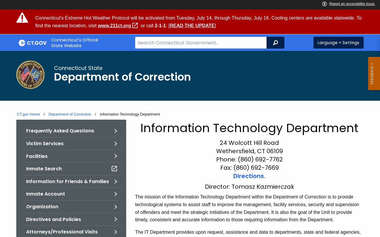 Norwalk projected release date fields documented by Connecticut DOC