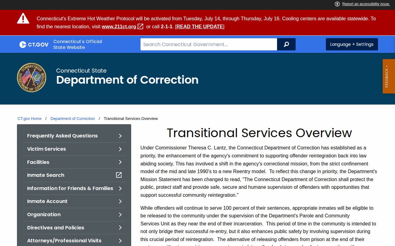 York Correctional Institution release planning record source